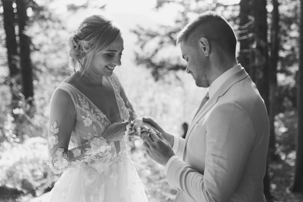 asheville elopement photographer at black balsam knob photographs couple eloping on the mountaintop