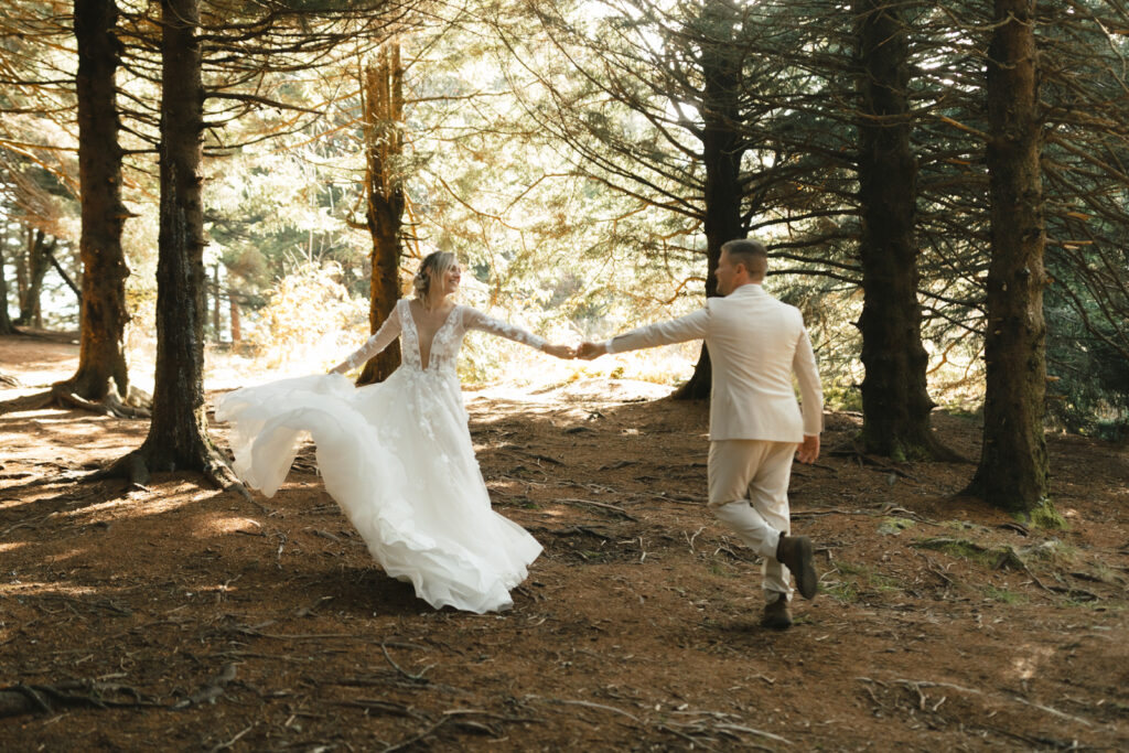 asheville elopement photographer at black balsam knob photographs couple eloping on the mountaintop