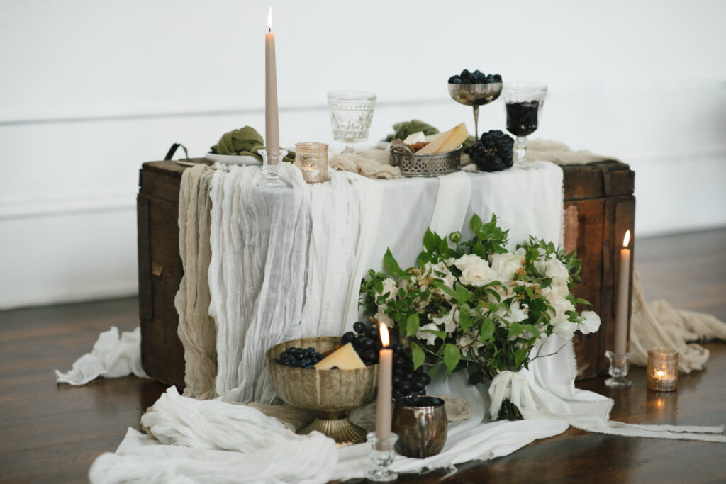 wedding picnic scene at mill studio